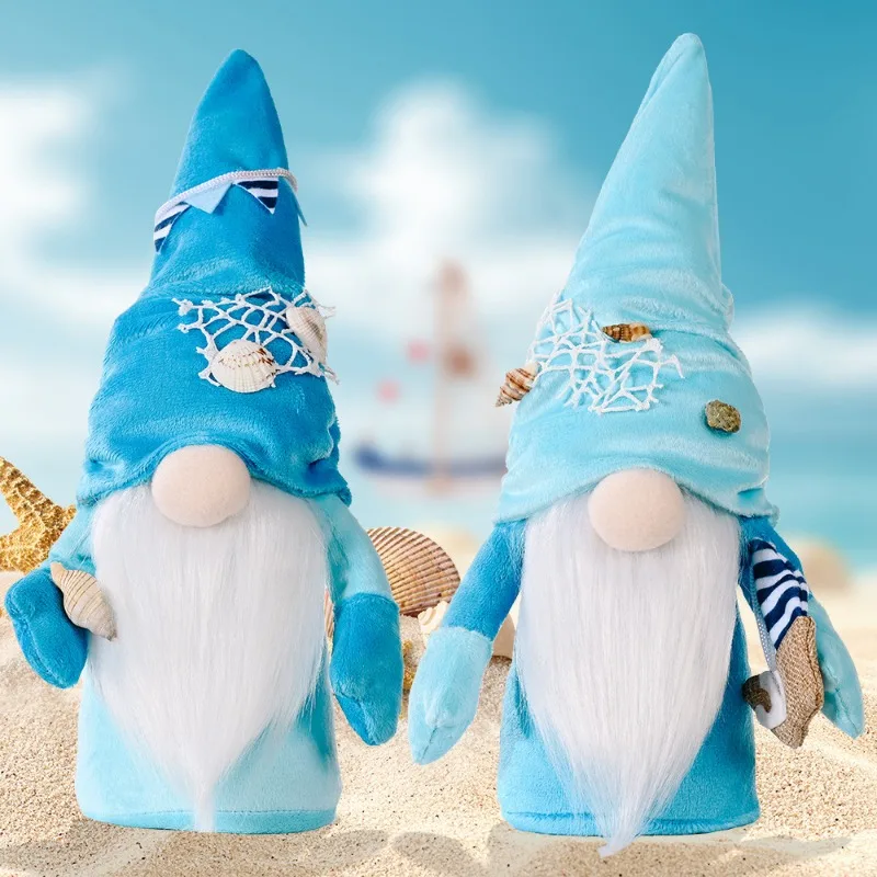 Süße Strandzwerge Plüsch Sommer Strandpuppe Ozeanblau Dekor Handgefertigte gefüllte Strandplüschpuppe Elf Home Ornamente Geburtstagsgeschenk