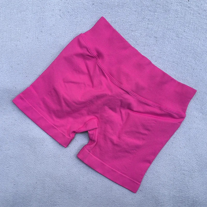 No Logo Sexy V Back Low Ribbed Waist Band Yoga Shorts Seamless Scrunch Bum Workout Gym Shorts Booty Hight Stretch Running Shorts