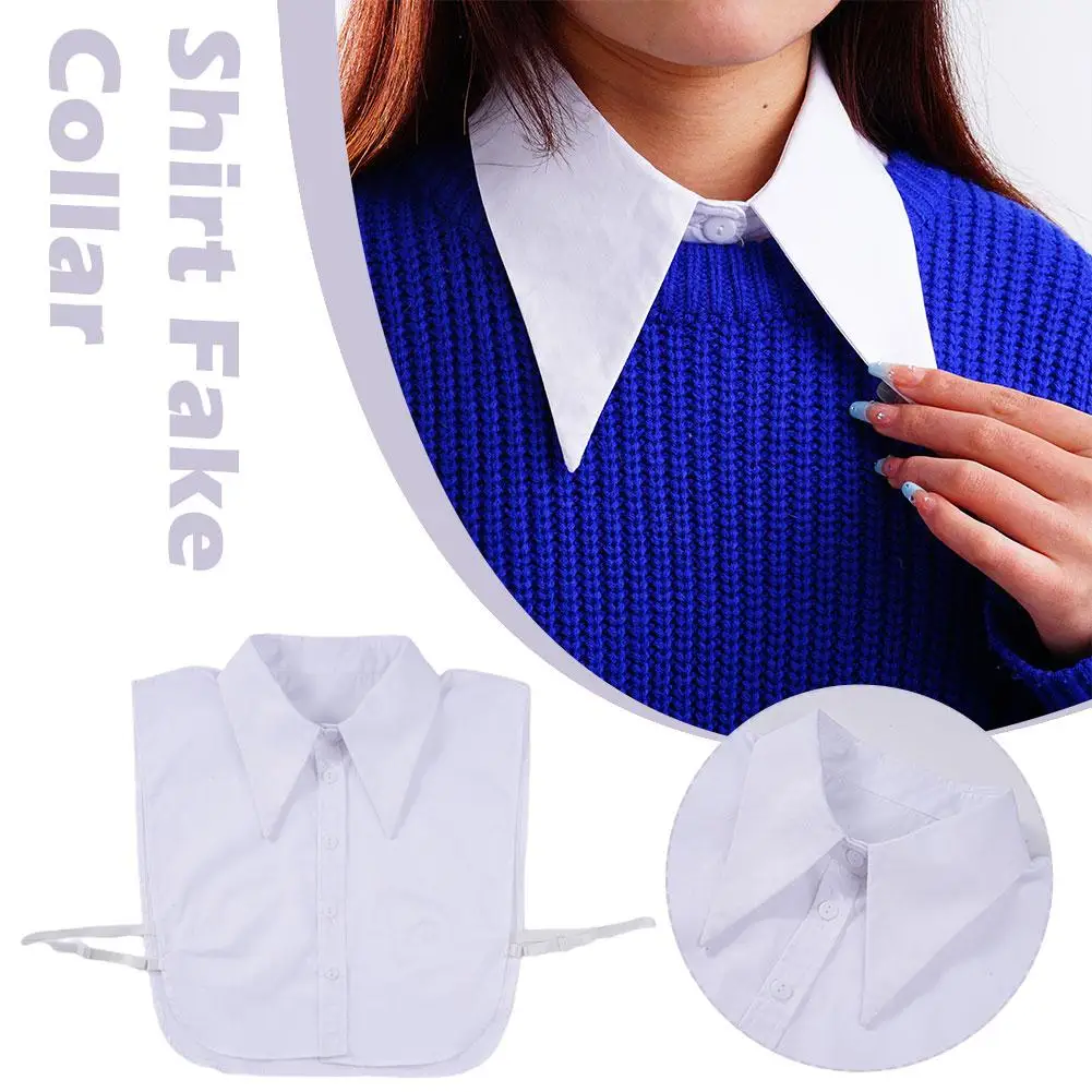 NEW Big Lapel Fake Collar Shirt Detachable Dickey Collar Half Shirt Blouse Cotton White False Collar For Women Girls Outfit