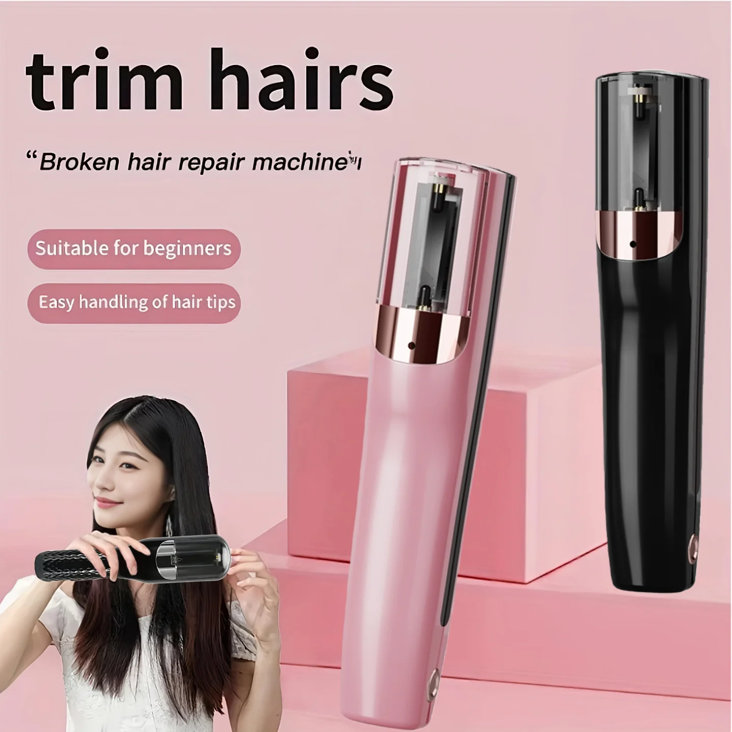 

Rechargeable cordless split hair clipper, split hair trimmer, for removing damaged hair, repairing hair care and treatment, port