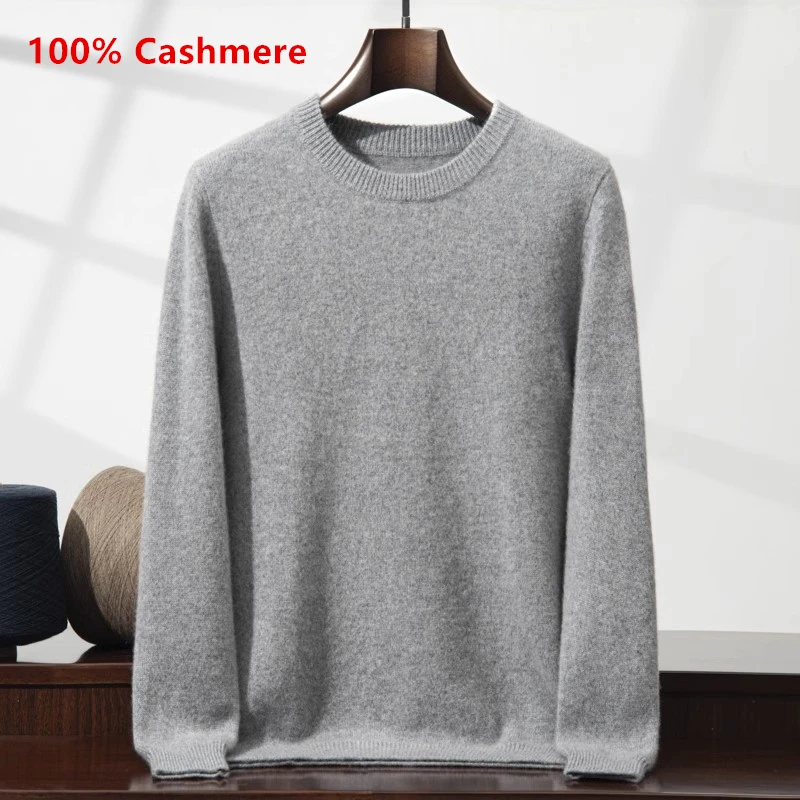 100% Cashmere sweater for men 2024 Autumn Winter Clothes Warm Classic O-Neck Knit Pullovers Mans Jumper Pull Homme