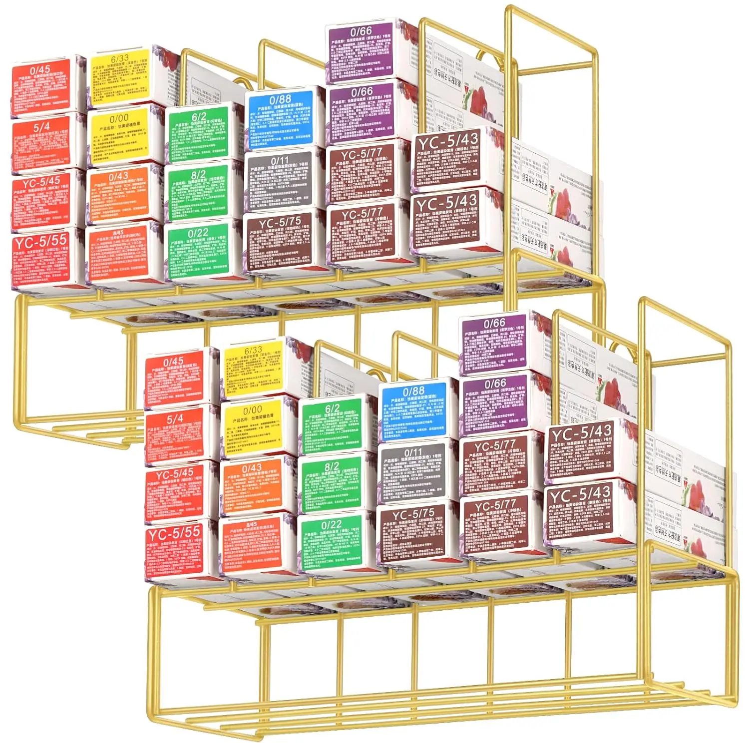 

Металлическая подставка для тюбиков с краской для волос - Настенный салонный шкафчик из 2-х частей для хранения и организации тюбиков с краской