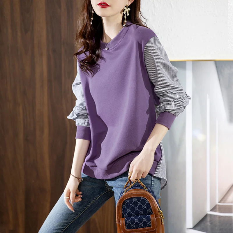 Blusa a rayas con cuello redondo para mujer, Jersey informal con botones, camisa coreana que combina con todo, novedad de otoño, 2022