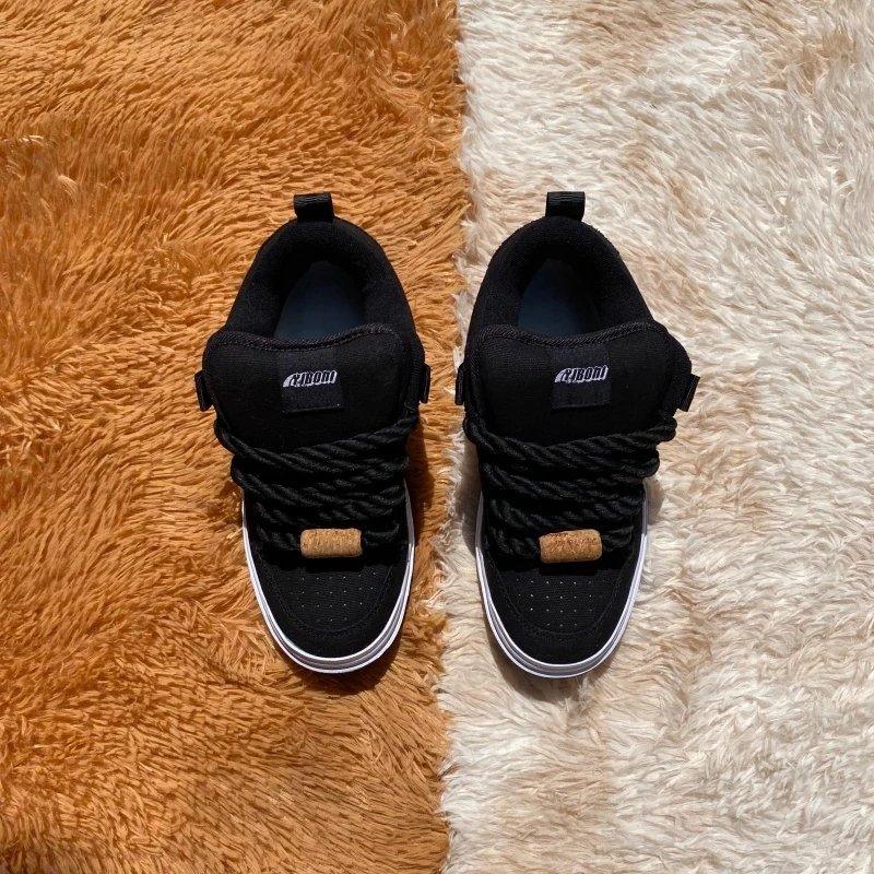 2026-black-green-contrasting-bread-shoes-men's-thick-fluorescent-green-shoelaces-casual-shoes-big-size-36-48-thick-sole-height
