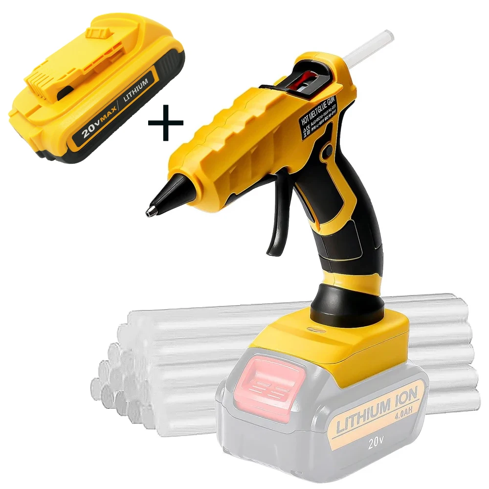 

Cordless Hot Glue Gun 50W for Dewalt with DCB200 18V/20V Max Li-ion Battery with 30 Glue Sticks Repair Tools
