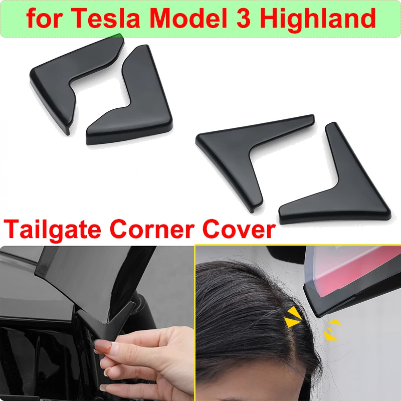 Für Tesla Model 3 Highland 2024 Heckklappe Eckenschutz Anti-Kollisions-Schutzabdeckung Hecktür-Schutz Gadgets Außenzubehör