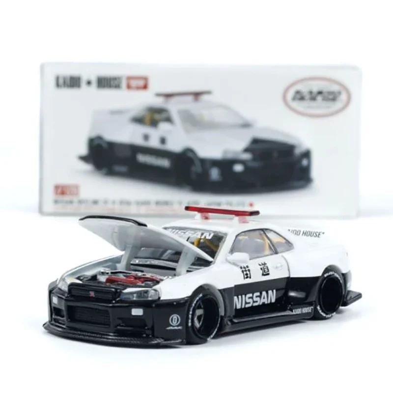 

Kaido House + MINIGT 1/64 Nissan Skyline GT-R R34 Kaido Works (V2 Aero) Police KHMG120 Collection Car Model