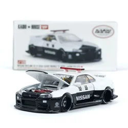 Kaido House + MINIGT 1/64 Nissan Skyline GT-R R34 Kaido Works (V2 Aero) Police KHMG120  Collection Car Model