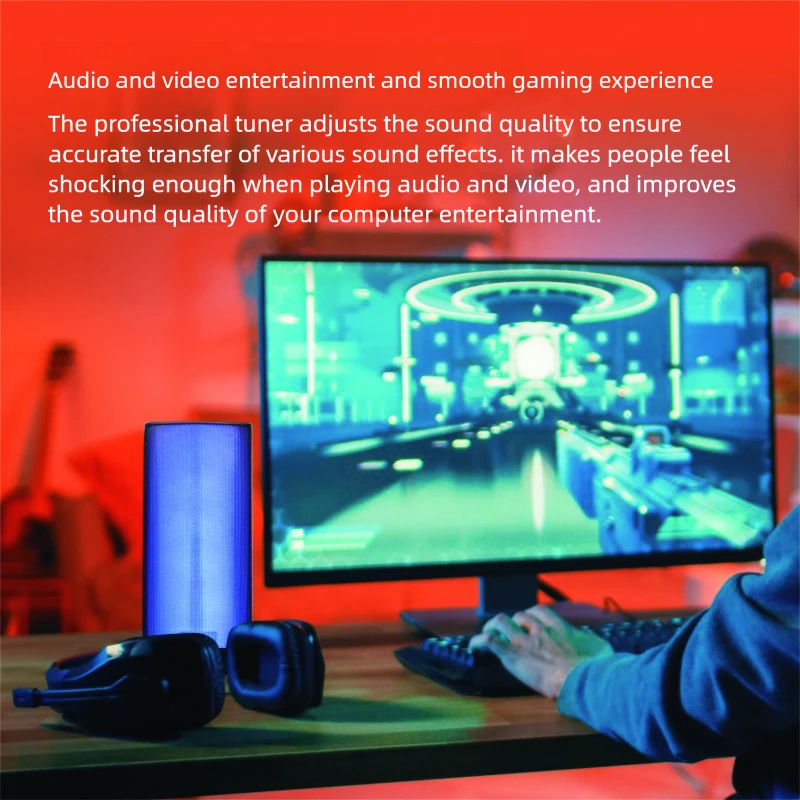 

USB Bluetooth Wired Computer Audio Desktop Home Desktop Small Speaker Pair Colorful RGB Light Effect Portable Laptop Audio