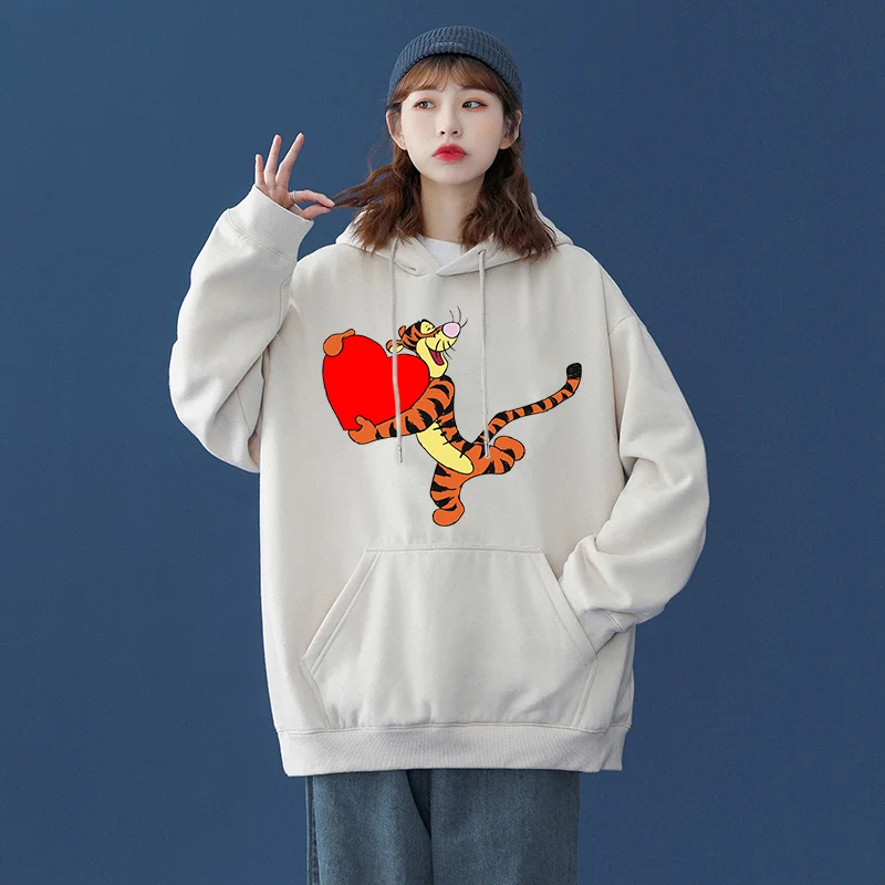 Disney The Pooh Tigger fashion hoodie long-sleeved Hoodie Spring and autumn loose casual sports street lovers the same hoodie