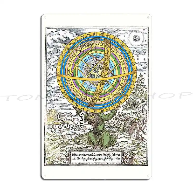 Carte Des Diverses Positions De La Sphere Victorian Armillary Sphere Vintage Astronomy Metal Mural Wall Cave Tin Sign Poster