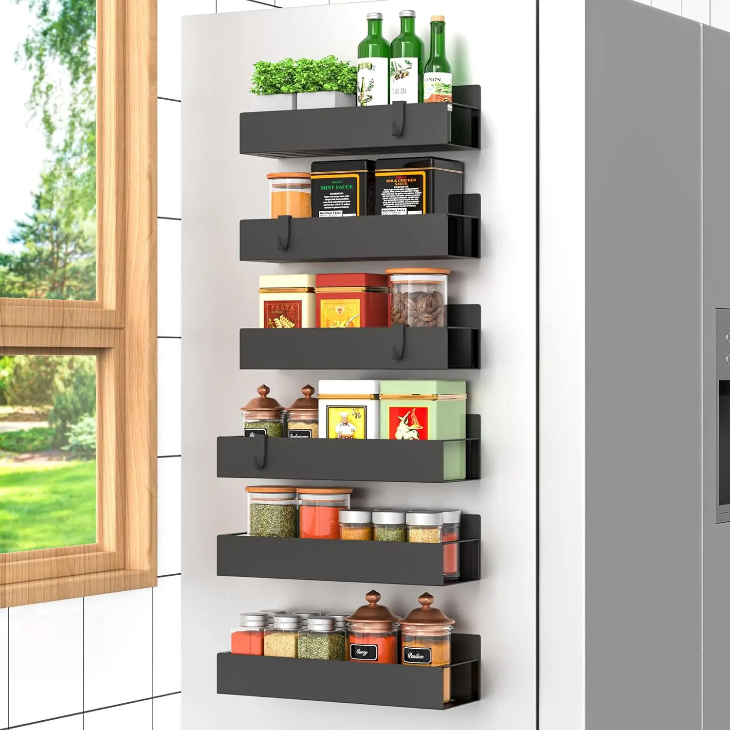 

Magnetic Spice Rack Organizer Storage for Refrigerator and Oven Fridge Organizers and Shelf