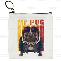 Dog Pet Pug Life Pug Anatomy Canvas Coin Purse Custom Illustration Key Case Simple Small Cloth Bag New Creative
