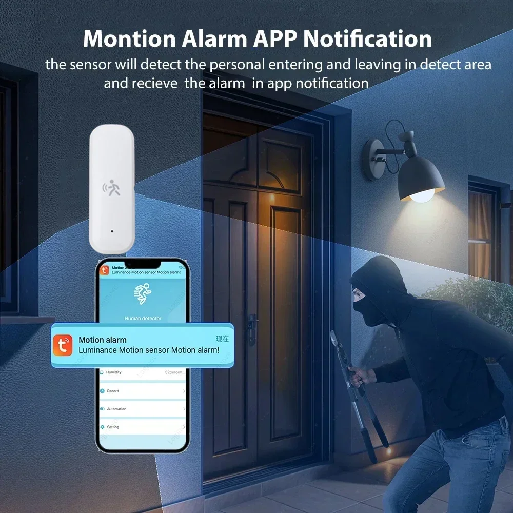 ZigBee Smart Pir Motion Sensor Detector With Temperature and Humidity Sensor Security Burglar Works With Home Assistant
