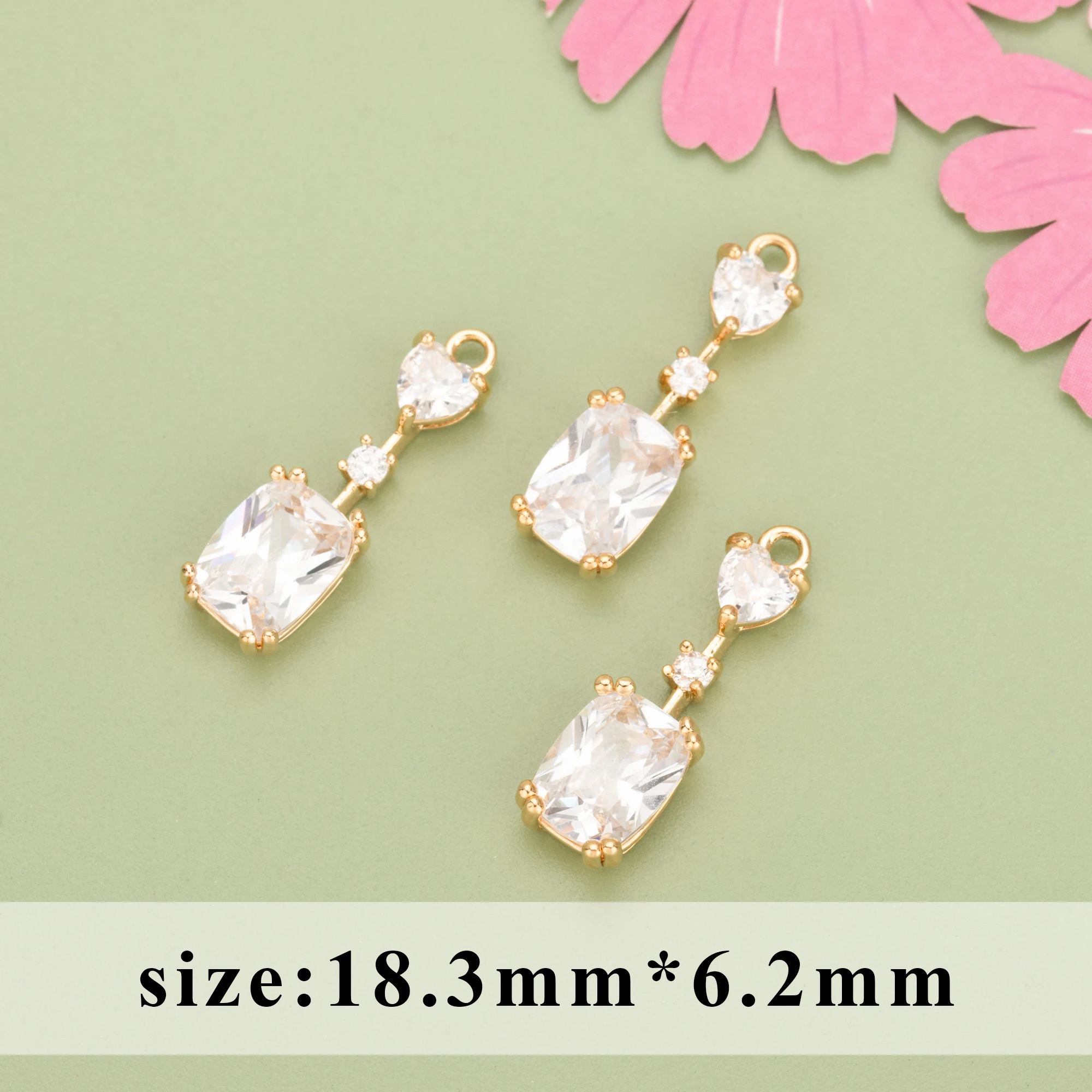 YEGUI MB60,jewelry accessories,18k gold plated,nickel free,copper,zircons,glass,charms,diy pendants,jewelry making,6pcs/lot