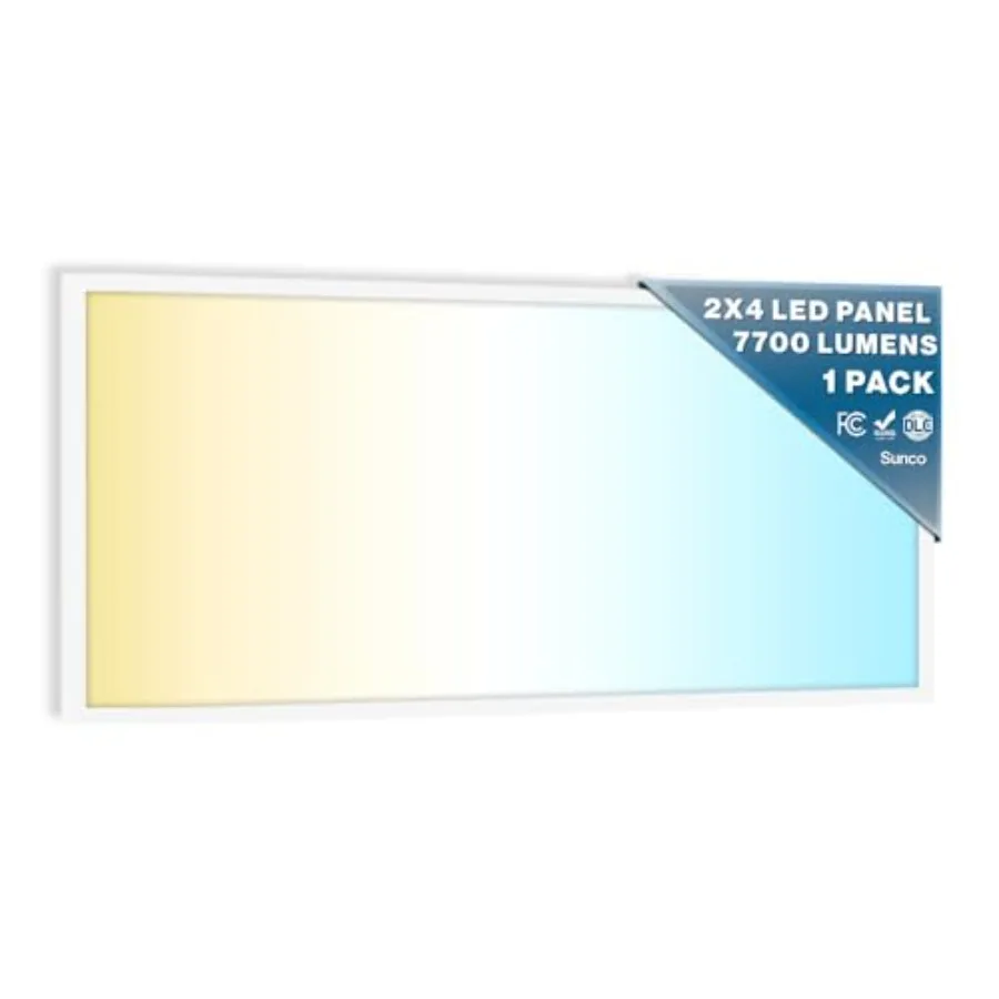 Sunco 2x4 LED Flat Panel Light Drop Ceiling Office Fixture, 7700 LM, Selectable Features, 40W/50W/60W, 4000K/5000K/6000K, Dimma