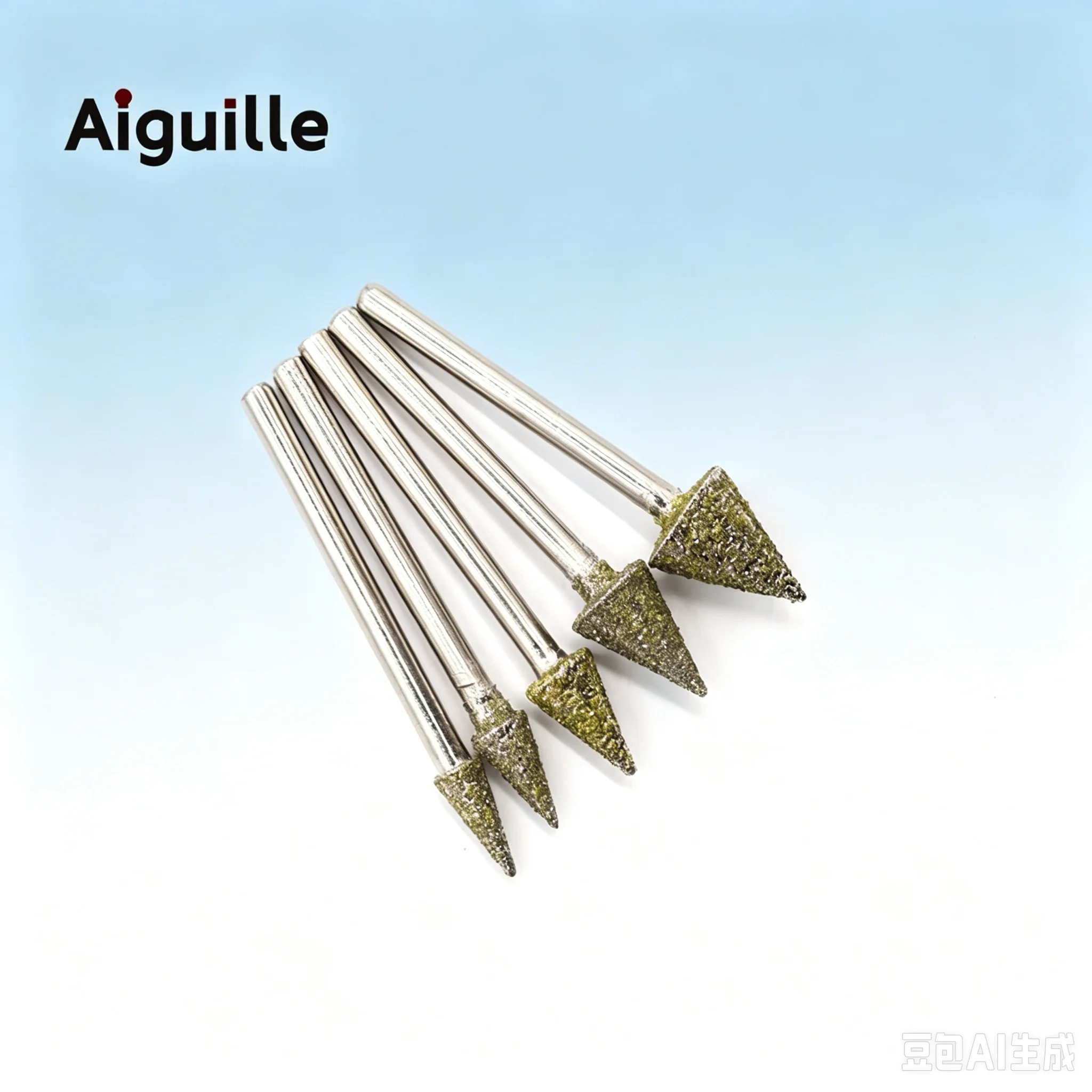 Aiguille 20pcs Conical Diamond Grinding Heads Umbrella-Shaped Burrs 60# 3mm Shank for Stone Polishing Shaping and Carving