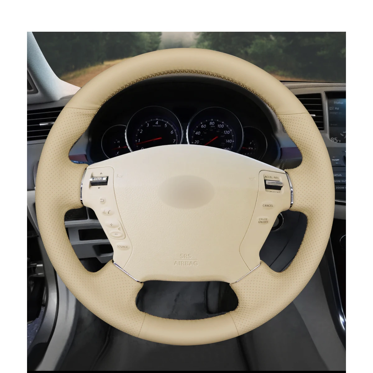 Hand-stitched Beige PU Leather Steering Wheel Cover for Nissan Fuga Cima 2002-2008 Infiniti M35 2006-2010