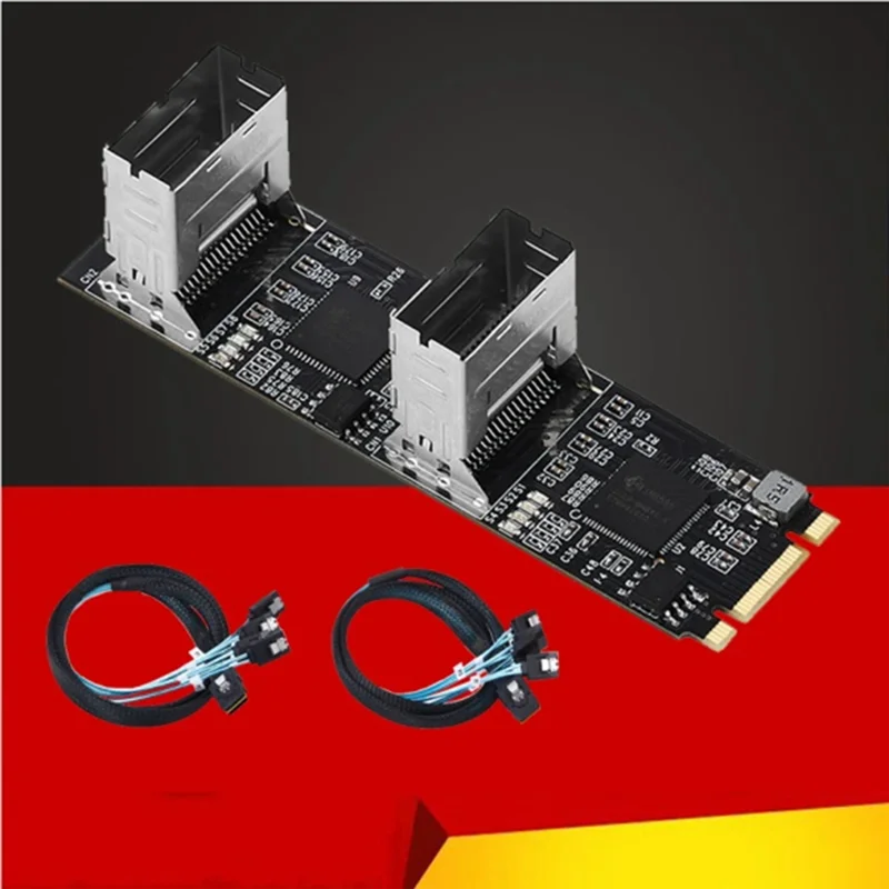 

EF-New M.2 To SATA Card PCI Express 3.0 M2 To SATA Multiplier Adapter 8 Port SATA 3 6Gbps Controllers B+M Key Durable Easy To Us