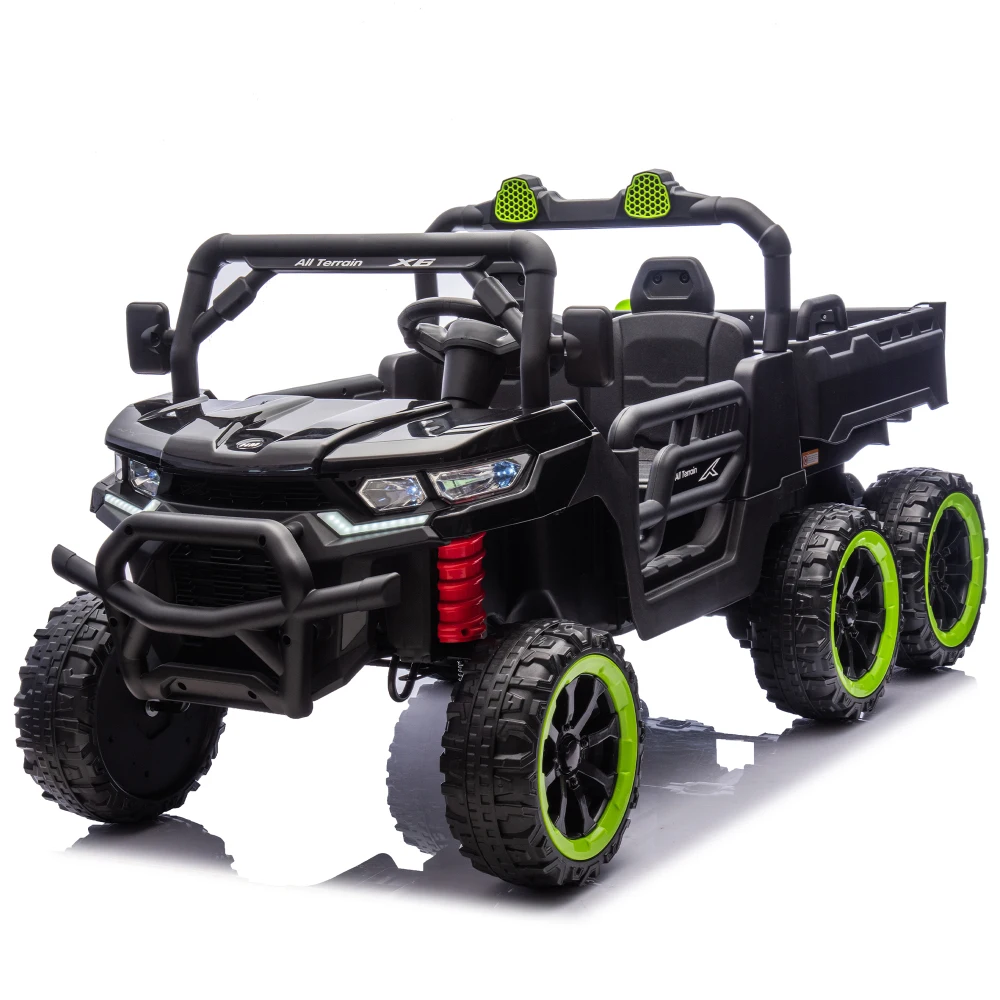 24V 4WD 2-Seater Kids Electric Dump Truck, 6-Wheel Ride On UTV with Remote Control, Music, Bluetooth, USB, for Ages 3+