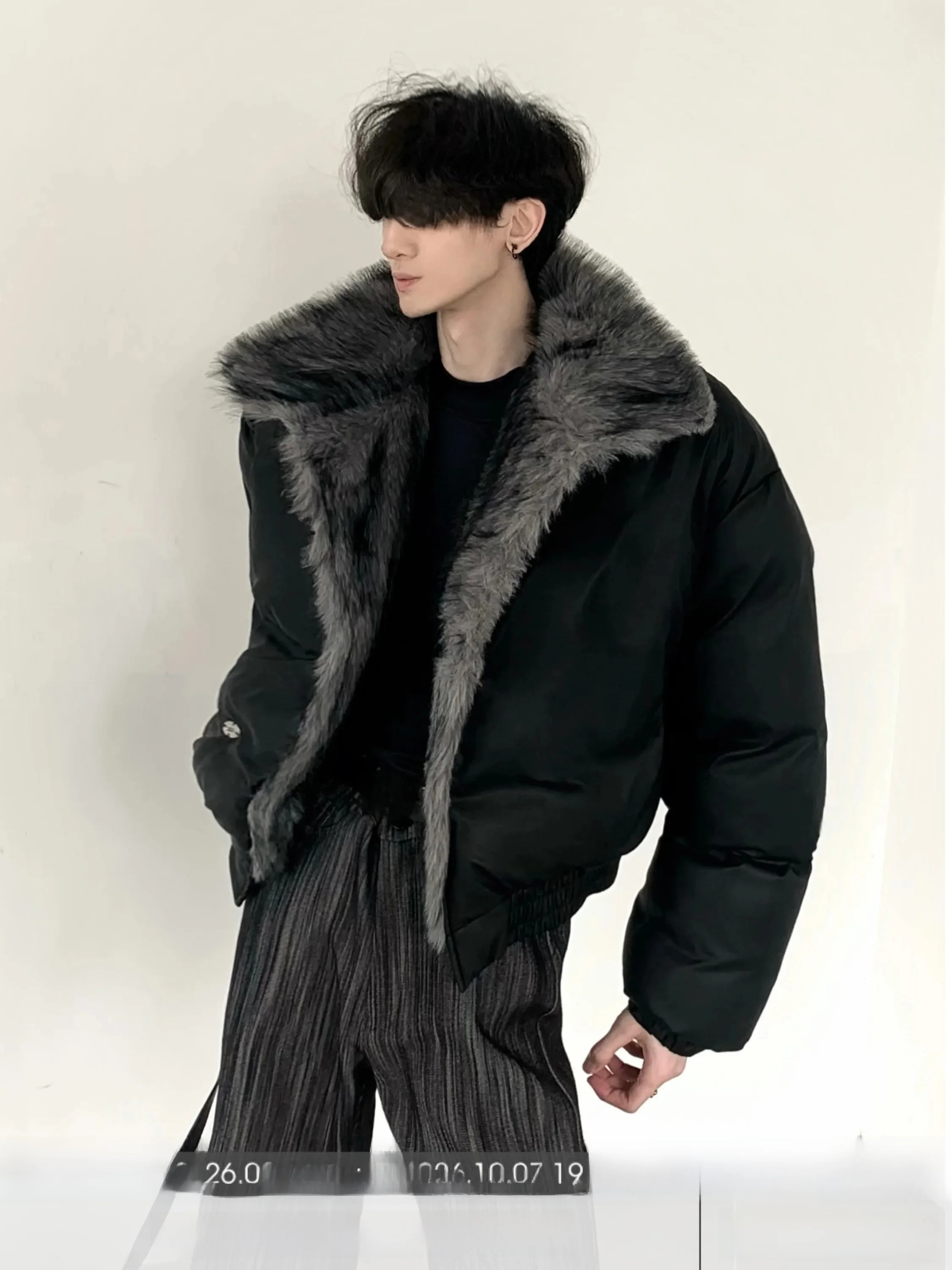 Men's Thickened Short Cotton Jacket with Large Fur Collar Simulated Mink Winter Coat Casual Cleanfit Style Warmth Guaranteed