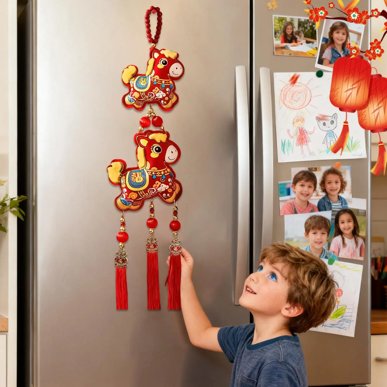 Украшение лошади, украшение на удачу с вышивкой-колокольчиком, 2026, новогодние украшения для богатства, успеха, весеннего фестиваля