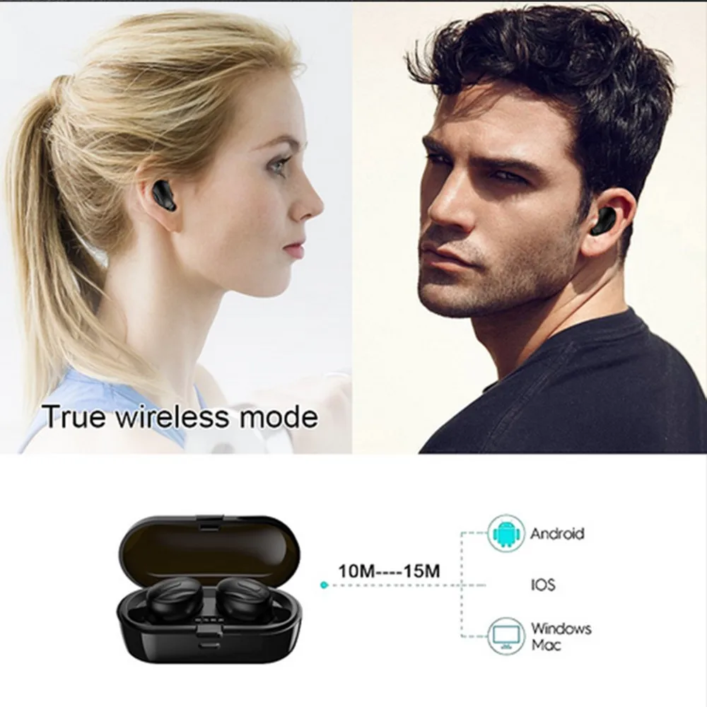 Shoumi-auriculares inalámbricos V5.0 compatibles con Bluetooth, cascos TWS para TV, resistentes al agua, con micrófono y adaptador USB