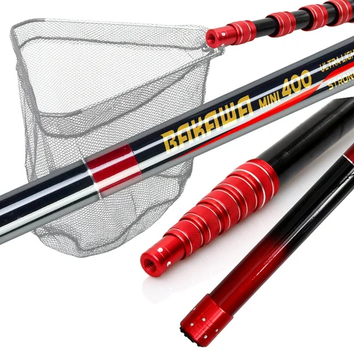 Imagen 2 del producto BAKAWA-red de aterrizaje de pesca telescópico ligero de fibra de carbono, poste plegable extensible para peces, aparejos de red de inmersión manual para moscas, 2,1/3,0/3,6 M