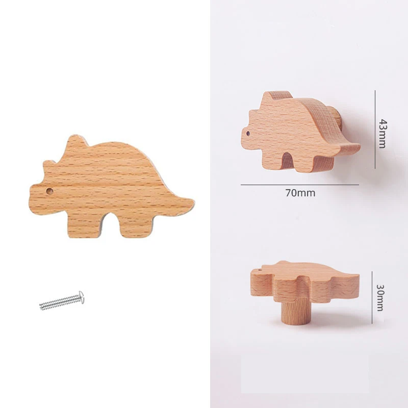 Cabinet door handle children\'s room creative cute little dinosaur cabinet door handle childlike drawer handle solid wood handle