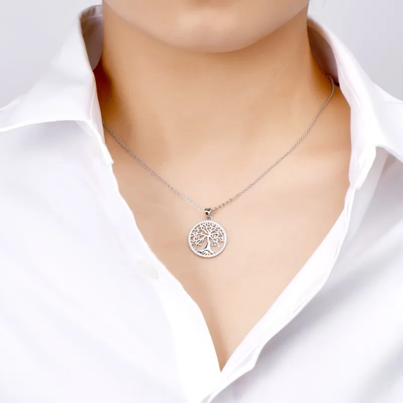 PMO-030 Lefei Fashion Trendy Luxury Classic Moissanite Life Tree Necklaces For Women Real 925 Sterling Silver Party Jewelry Gift