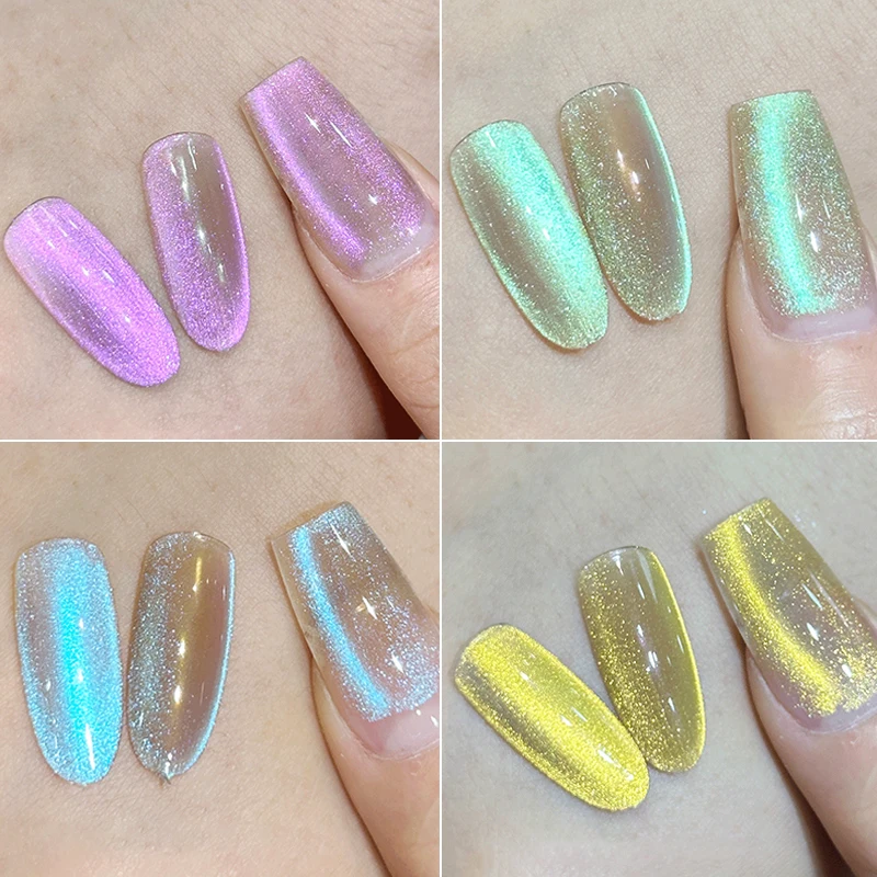 น้ําสีฟ้าแมวแม่เหล็ก Auroras ผง Snowlight Glitter น้ําตาสีฟ้า Charm ถูฝุ่น Glimmer Fairy คริสตัลแม่เหล็กเล็บฝุ่น