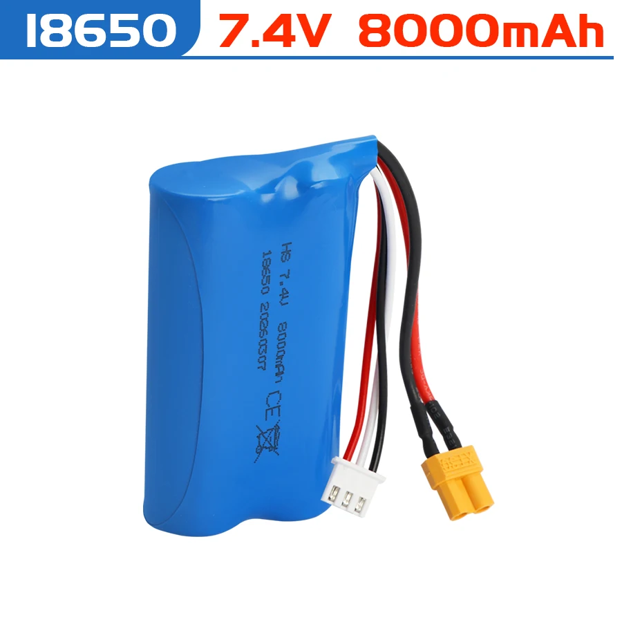 Li-ion Battery 7.4V 8000mah XT30 Plug 18650 and Balance Charger For Huina 580550 583 582 RC Cars Drone spare parts toys Battery