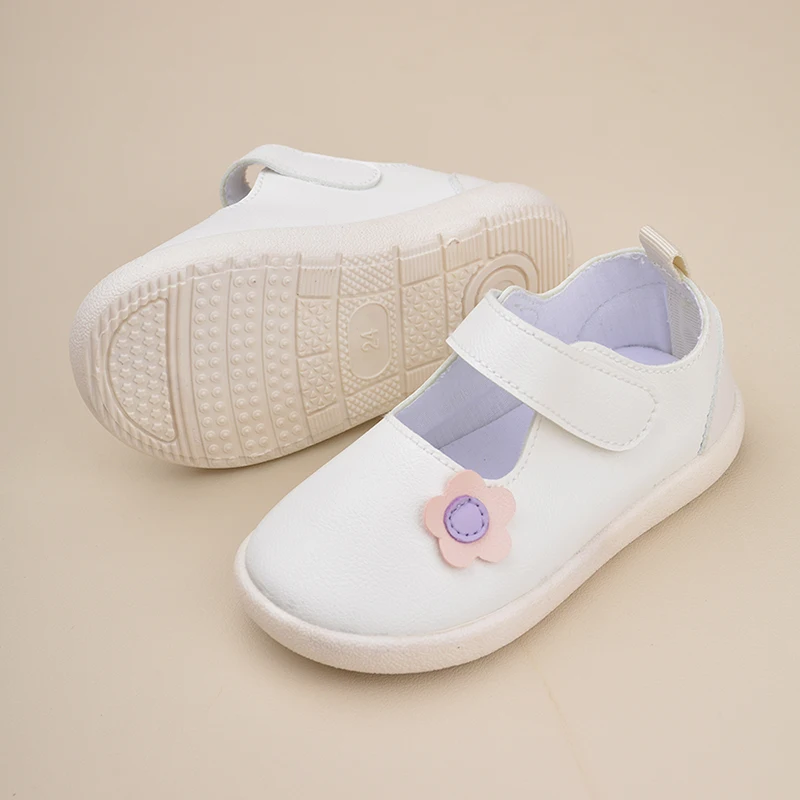 Baby Girls Spring New Lovely Little Flower Design Sneakers Low-top Solid Color Princess Shoes EK9S63