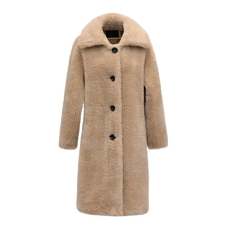 Pelliccia sintetica donna autunno e inverno nuova giacca cappotto in Shearling di pecora calda di media lunghezza in lana di agnello sciolto