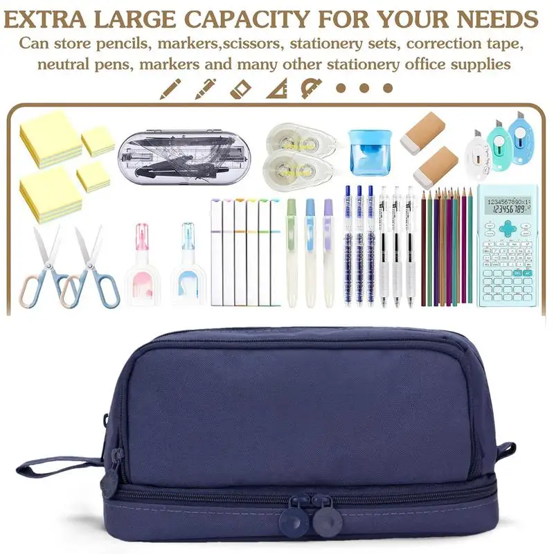 Imagem -05 - Portátil de Grande Capacidade Zipper Lápis Case Estética Pen Pouch Papelaria Bolsa de Armazenamento para Lápis e Canetas