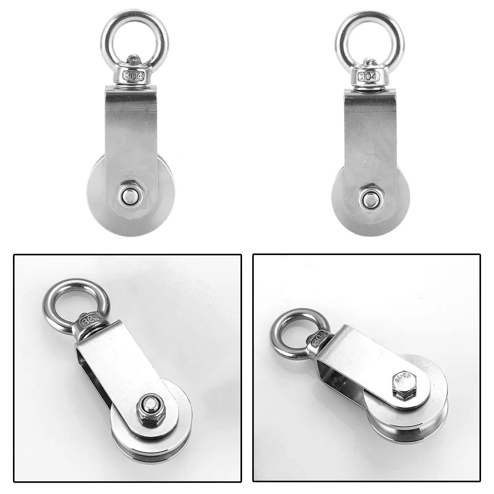 Swivel Pulley Block 360 Degree Rotation Stainless Steel Fitness Equipment Smooth Cable Pulley for Clothesline DIY Home Projects