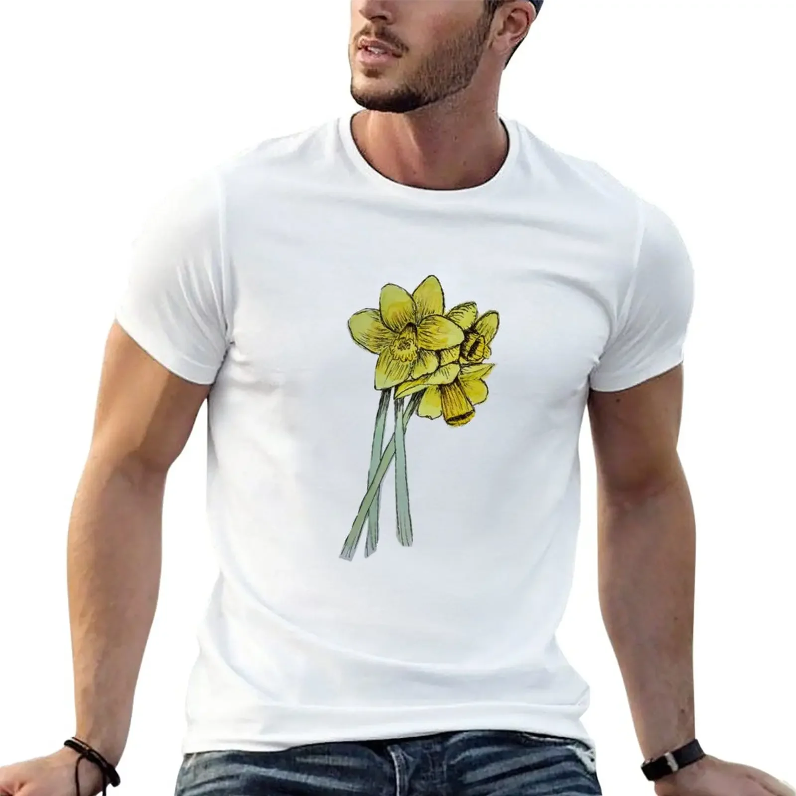 

Yellow Daffodil T-Shirt plus sizes plain tops mens graphic t-shirts hip hop