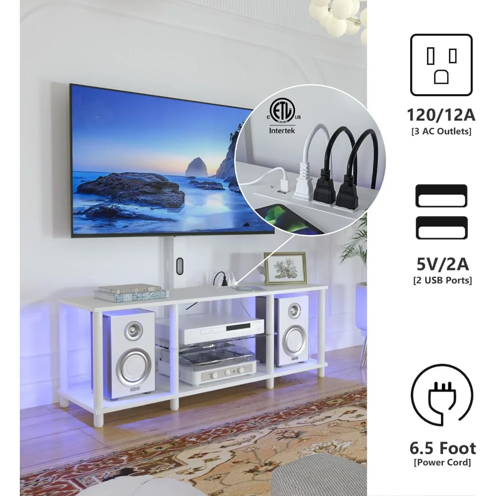 Led Coffee Table for Living Room, Living Room Table Rectangular Center Table, Modern High Glossy Wooden Coffee Tables with 16 Co