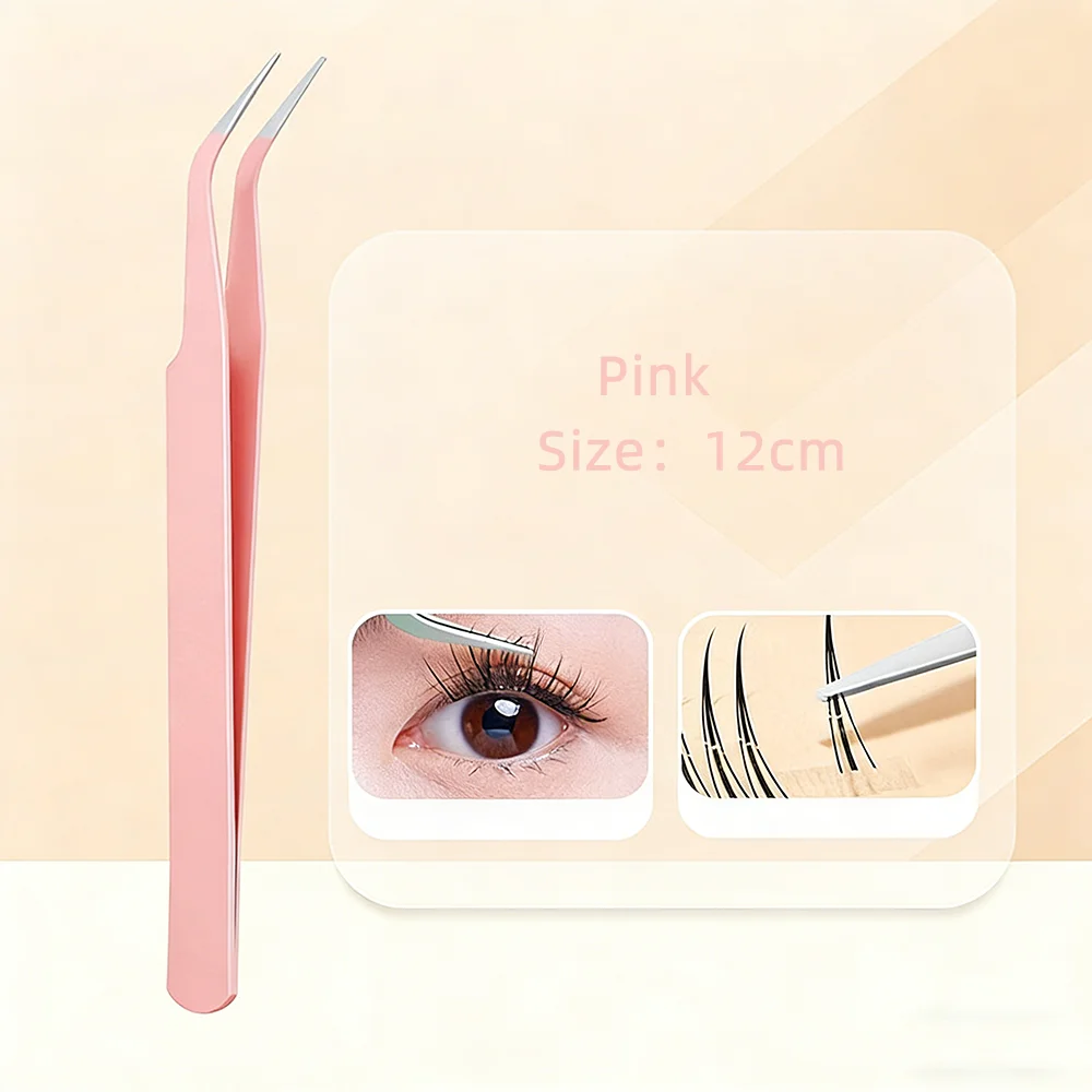 Pinzette curve dritte in acciaio inossidabile Pinzette per ciglia colorate rosa blu viola fai da te Adesivo per nail art Strumento per la raccolta di strass