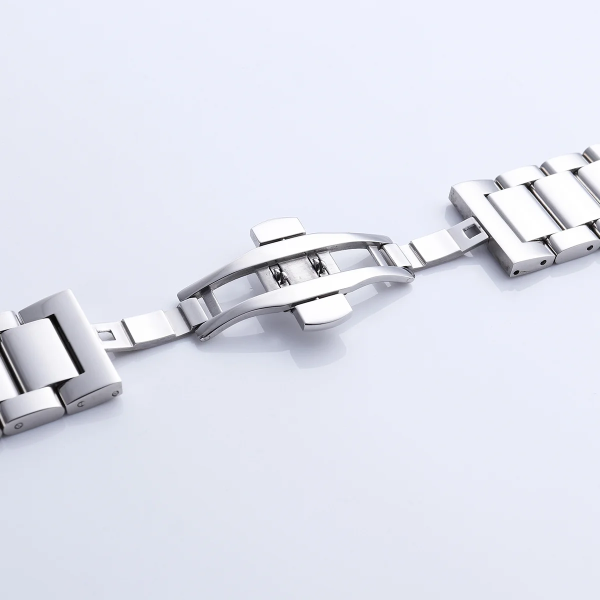 

18mm Stainless Steel Watch Strap Solid Metal Polished Durable Comfortable Band Replacement Wristband 18mm Watch Strap
