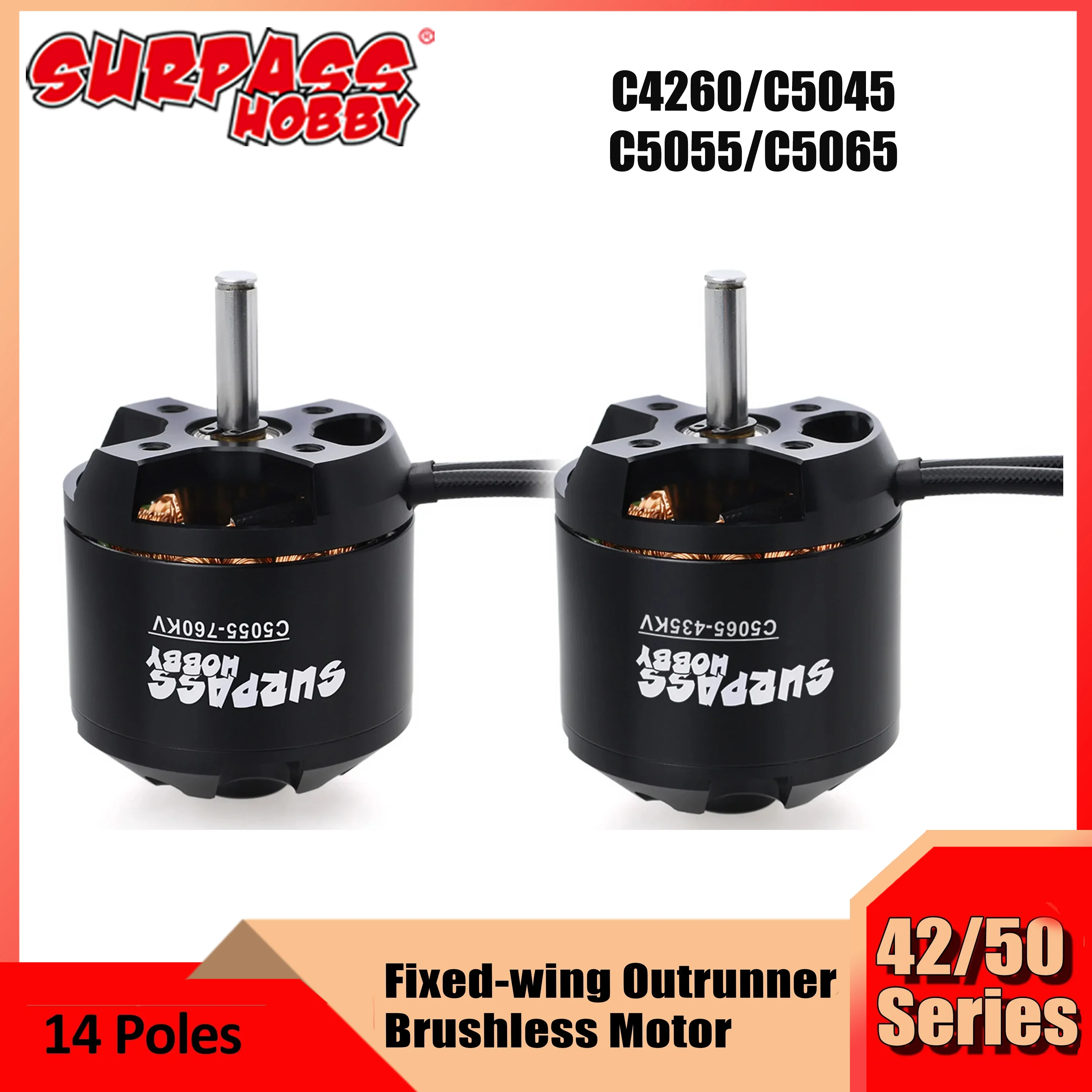 Surpass Hobby Brushless Motor 14Pole C4260 C5045 C5055 C5065 335KV 400KV-890KV for Airpalne Aircraft Multicopters RC Airplane