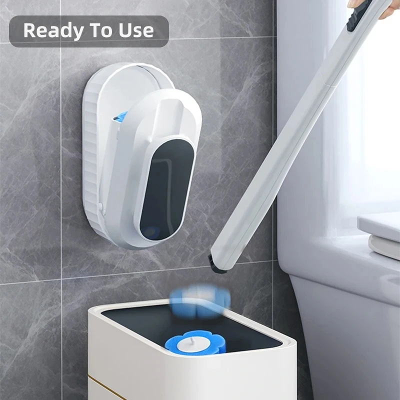 Joybos Toilet Brush with Cleaning Fluid Wall-mounted Disposable Cleaning Tools Toilet Gap Clean Semi-automatic Open and Close