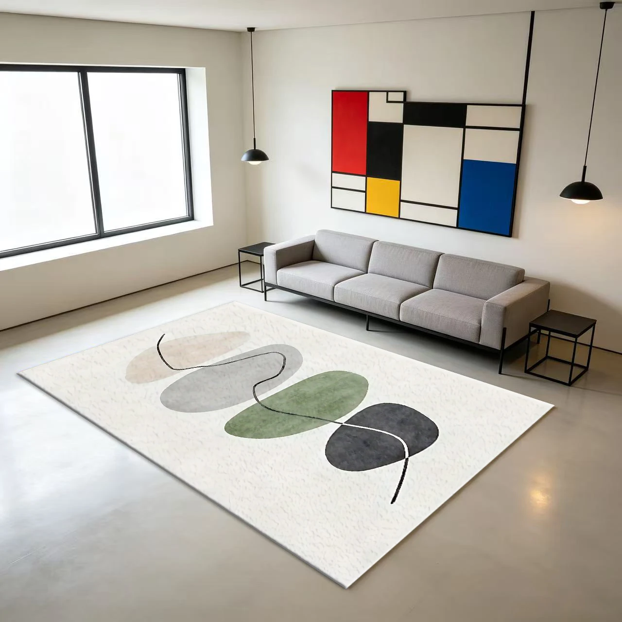 Medieval-Style Abstract Stone-Shaped Carpet, Neutral Earth Tones, Simple Home Floor Mat