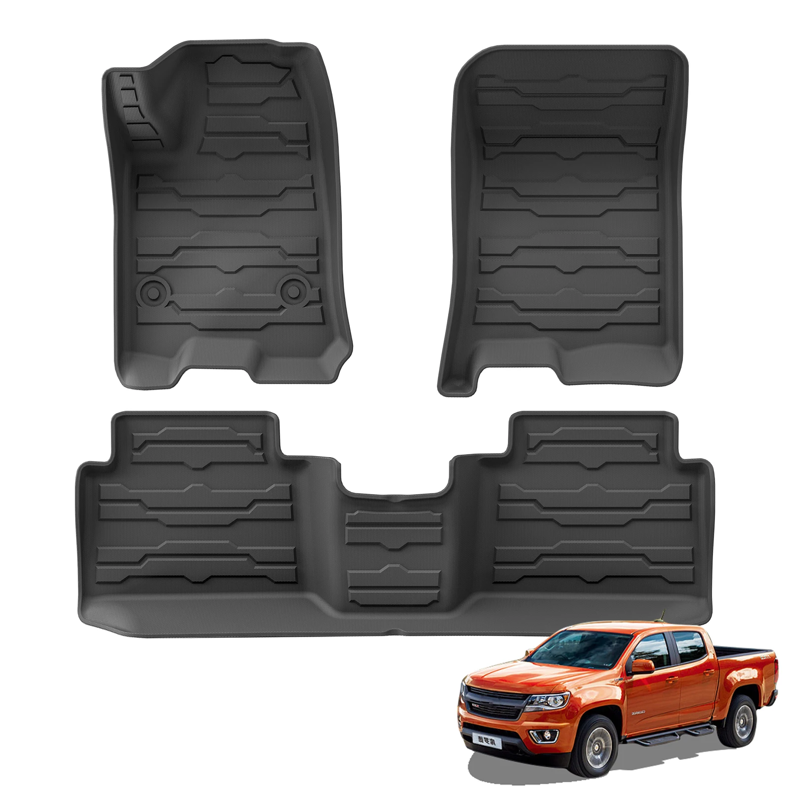 for Chevrolet Chevy Colorado 2023-2025 Car Floor Mats 3D TPE Foot Pad Set All Weather Auto Accessories