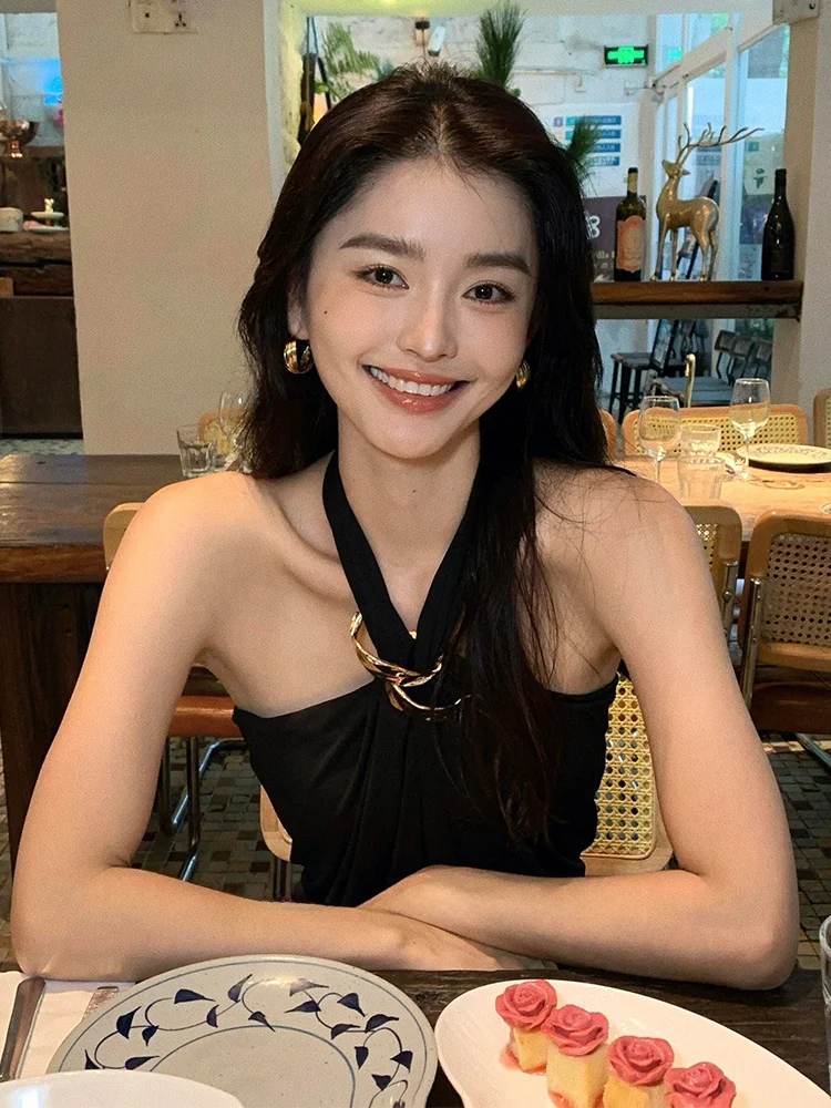 

Сексуальный облегающий металлический блузка, висящий топ, женский тяжелый эмалированный жилет, бюстье, основание, полиэстер, смесь хлопка