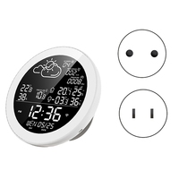 Tuya Wifi Smart Weather Station With Clock Temperature & Humidity Meter Color Screen Weather Clock Temp Gauge EU Plug