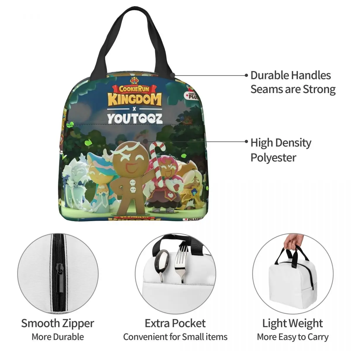 كوكي رن المملكة أكياس الغداء معزول بينتو صندوق المحمولة حقيبة الغداء قابلة لإعادة الاستخدام برودة حقيبة حرارية للمرأة طالب المدرسة #4