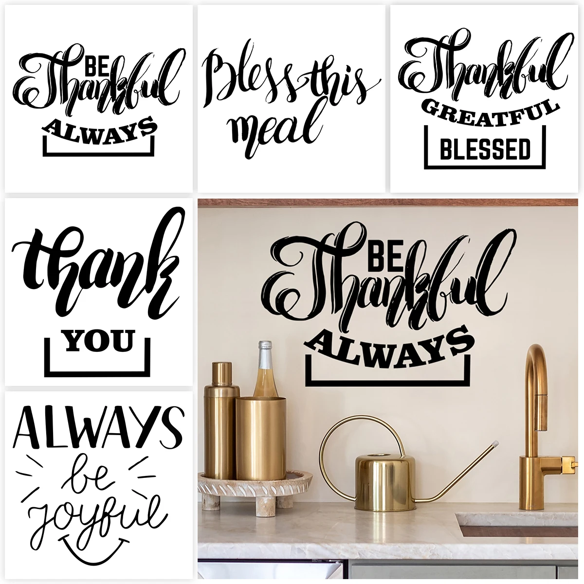 18 Styles For Choice God Bless You Wall Sticker For Door Washbasin Decor Peel & Stick Waterproof English Proverbs Wall Decals