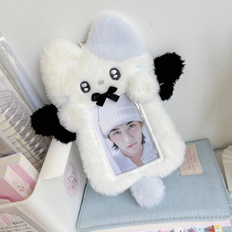 Cute Cartoon Plush Kpop Album Card Holder Bus Card Bank ID Card Protective Display Sleeves Students Bag Pendant Gift