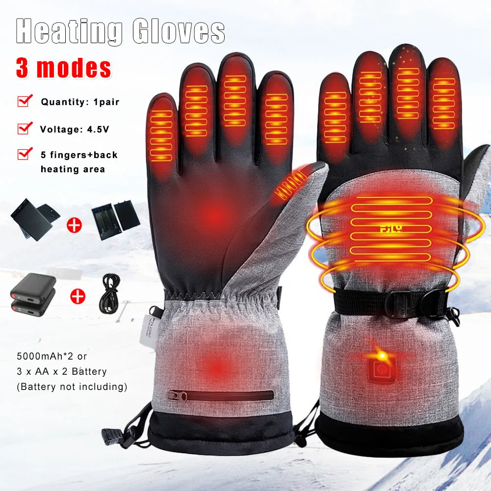 Heated Gloves Battery Powered Winter Thermal Motorcycle Heating Gloves Waterproof Touch Screen Hand Warmer For Cycling Skiing